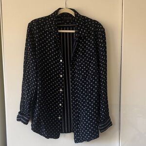 Navy Patterned Button-Up flannel